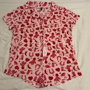 Pink and Red Patterned Pajama Set